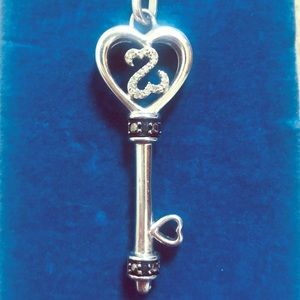 Zales B&W Diamond Accent Top Key Pendant